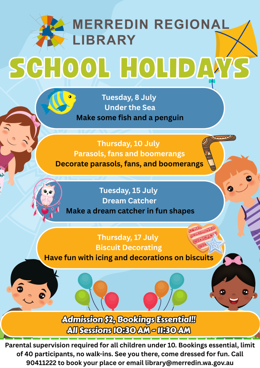 July School Holiday Activities at the Library » Shire of Merredin