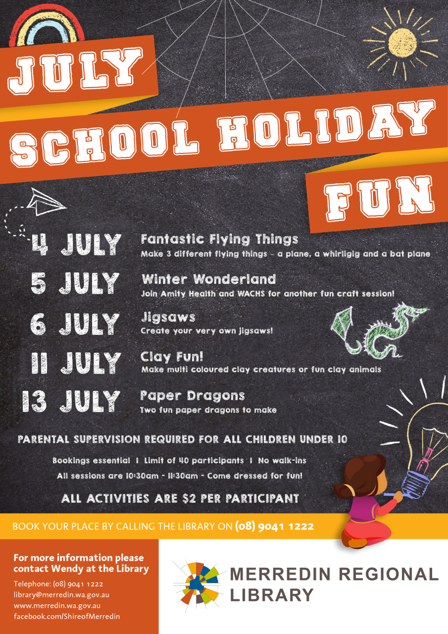 LIBRARY SCHOOL HOLIDAY ACTIVITIES » Shire of Merredin